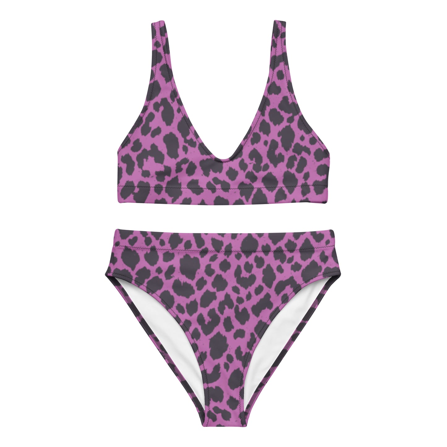PINK LEOPARD RECYCLED HIGH-WAISTED BIKINI