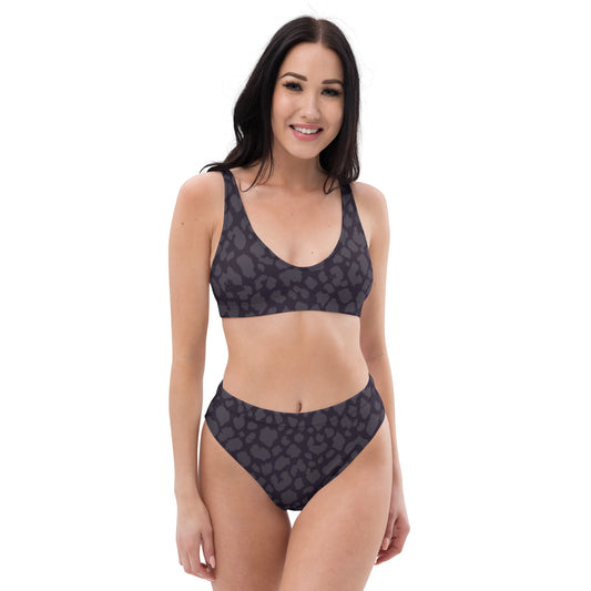 BLACK LEOPARD RECYCLED HIGH-WAISTED BIKINI