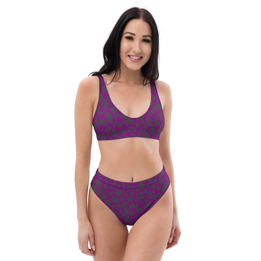 PURPLE LEOPARD RECYCLED HIGH-WAISTED BIKINI