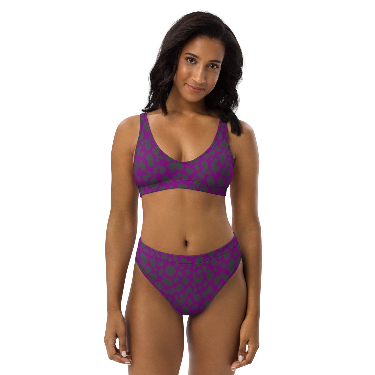 PURPLE LEOPARD RECYCLED HIGH-WAISTED BIKINI