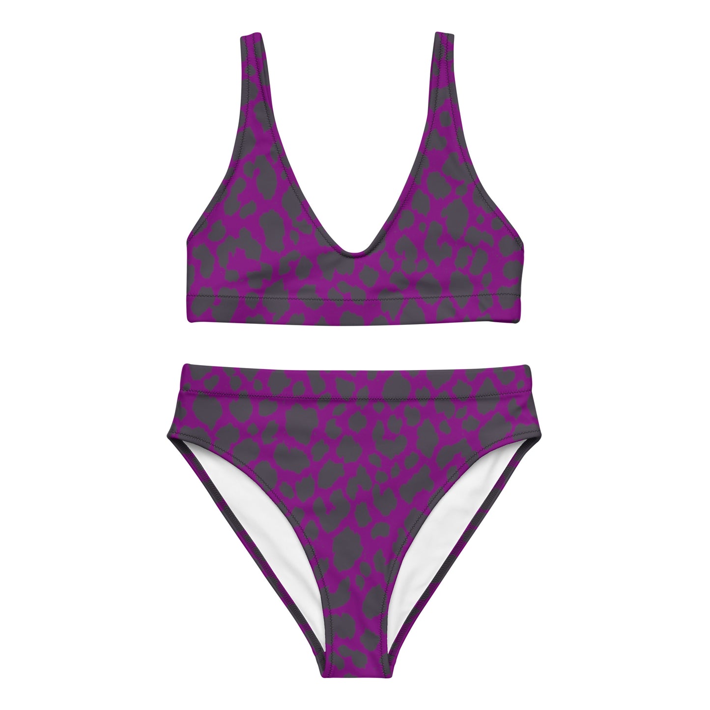 PURPLE LEOPARD RECYCLED HIGH-WAISTED BIKINI