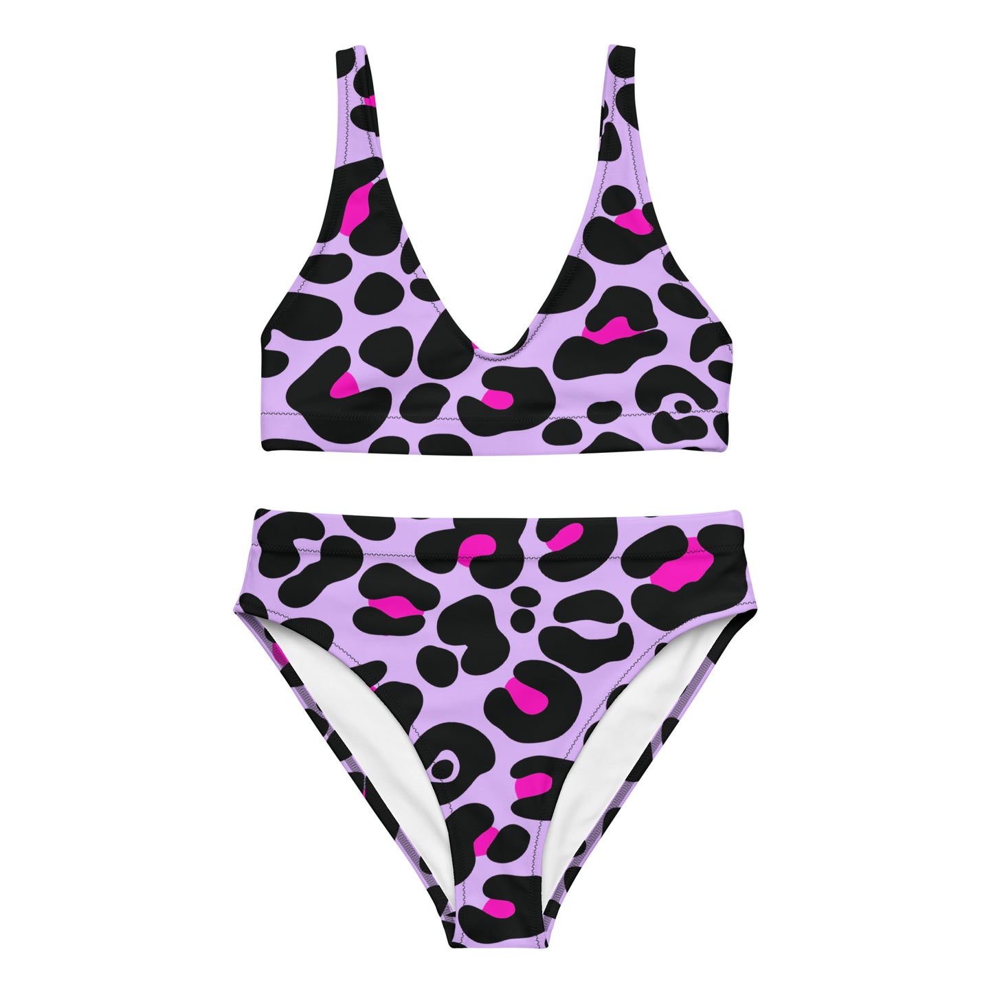 PURPLE & PINK LEOPARD RECYCLED HIGH-WAISTED BIKINI