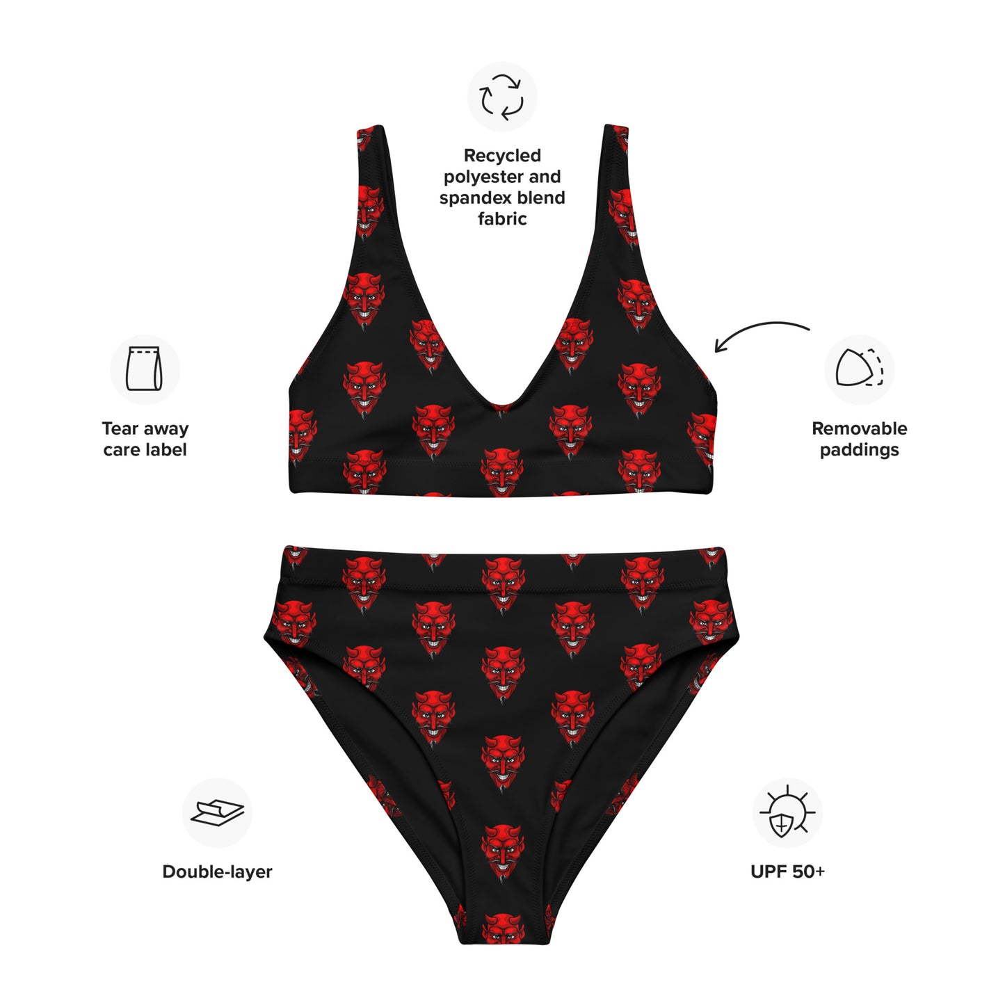 RED DEVIL RECYCLED HIGH-WAISTED BIKINI