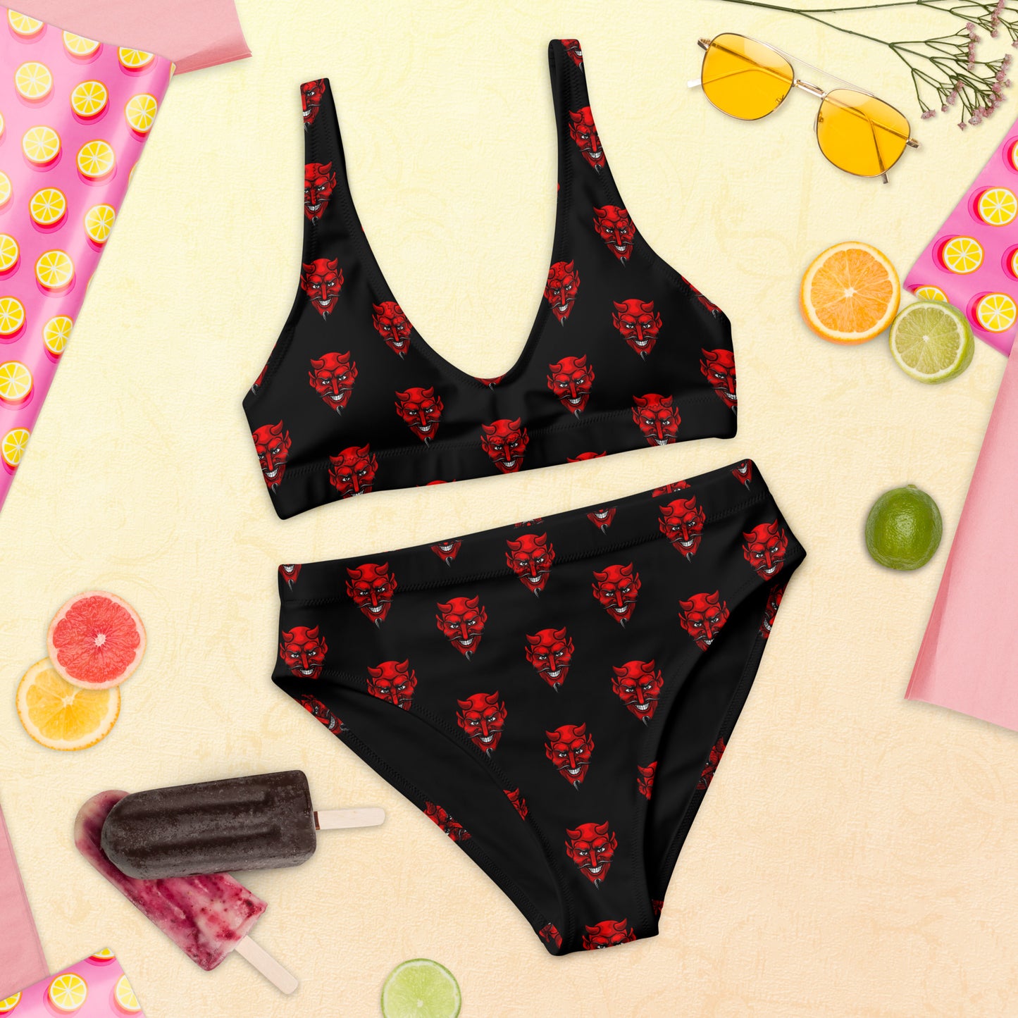 RED DEVIL RECYCLED HIGH-WAISTED BIKINI