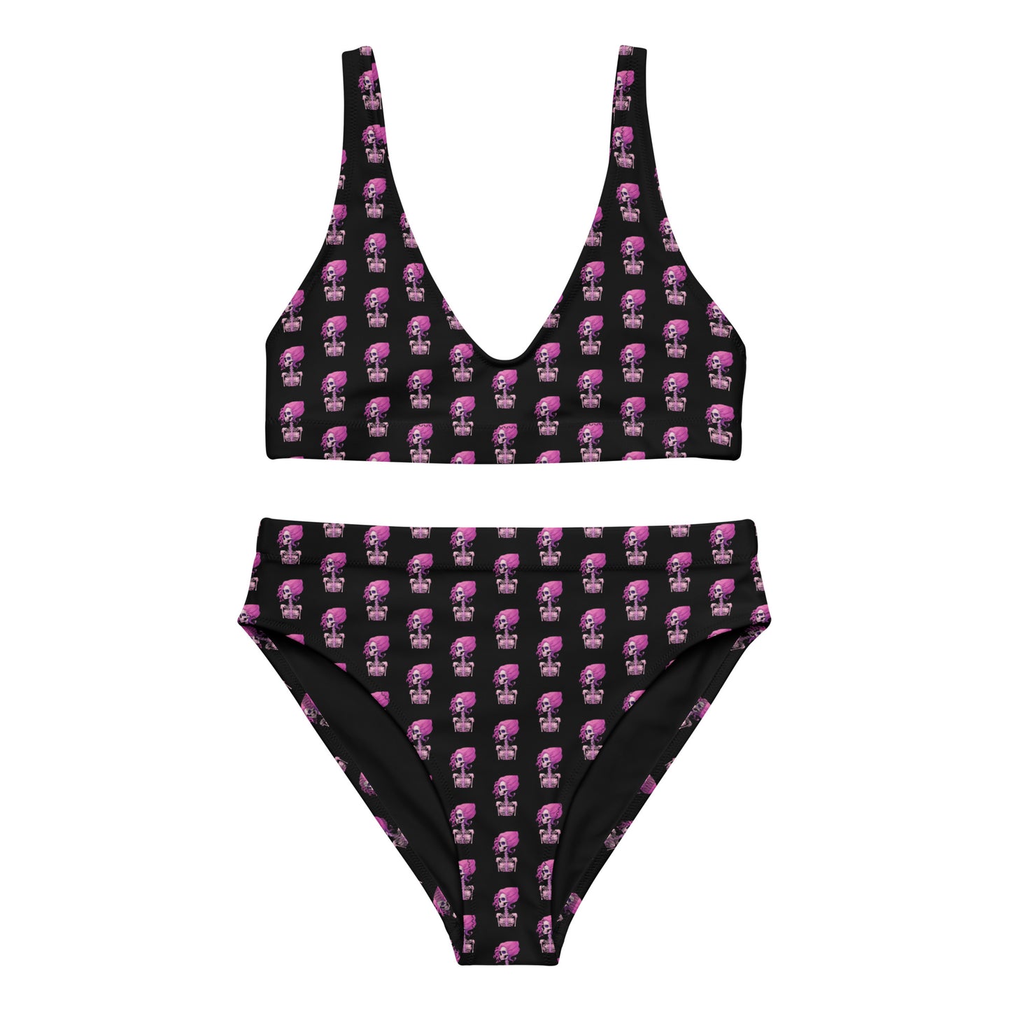 PINK SKELETON RECYCLED HIGH-WAISTED BIKINI