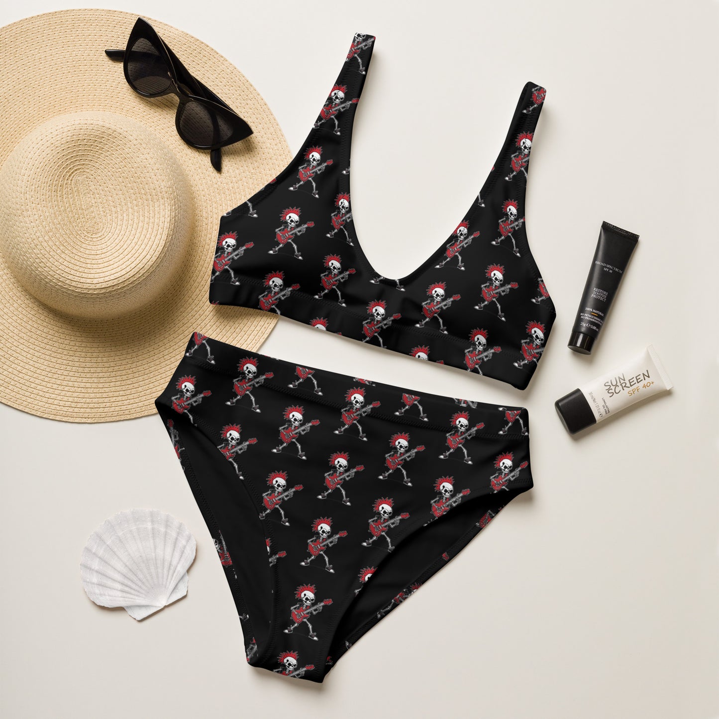 RED GUITAR RECYCLED HIGH-WAISTED BIKINI