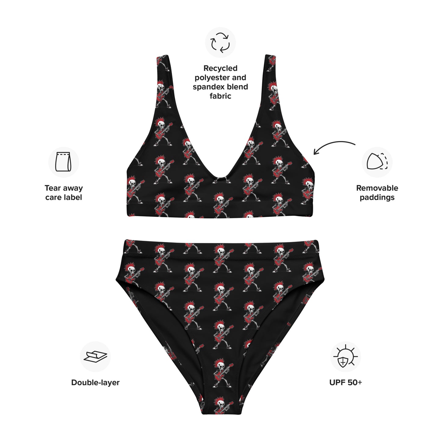 RED GUITAR RECYCLED HIGH-WAISTED BIKINI