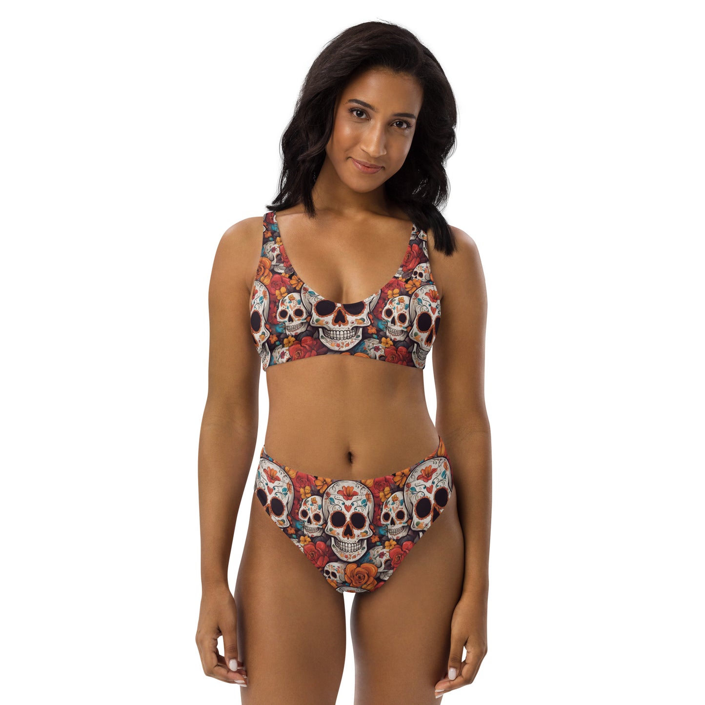 DIA DE LOS MUERTOS RECYCLED HIGH-WAISTED BIKINI