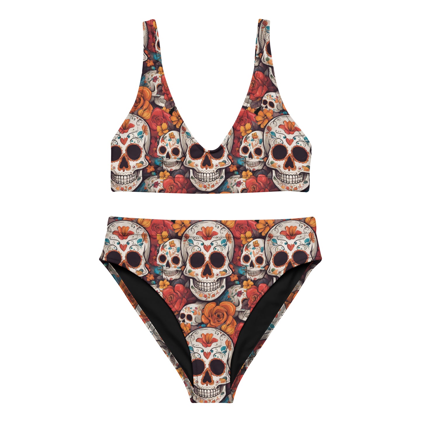 DIA DE LOS MUERTOS RECYCLED HIGH-WAISTED BIKINI