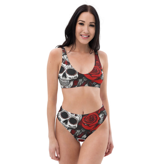 DAY OF THE DEAD RECYCLED HIGH-WAISTED BIKINI