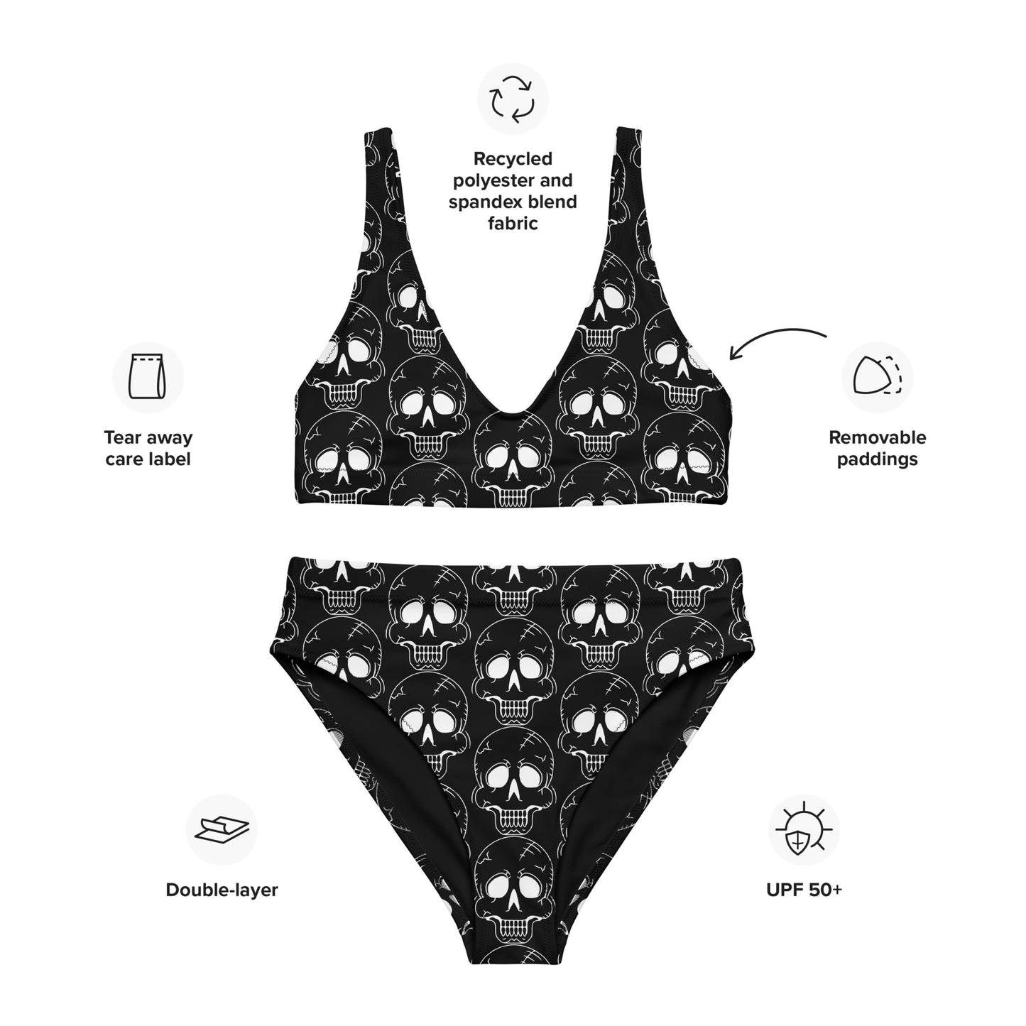LAUGHING SKULL RECYCLED HIGH-WAISTED BIKINI