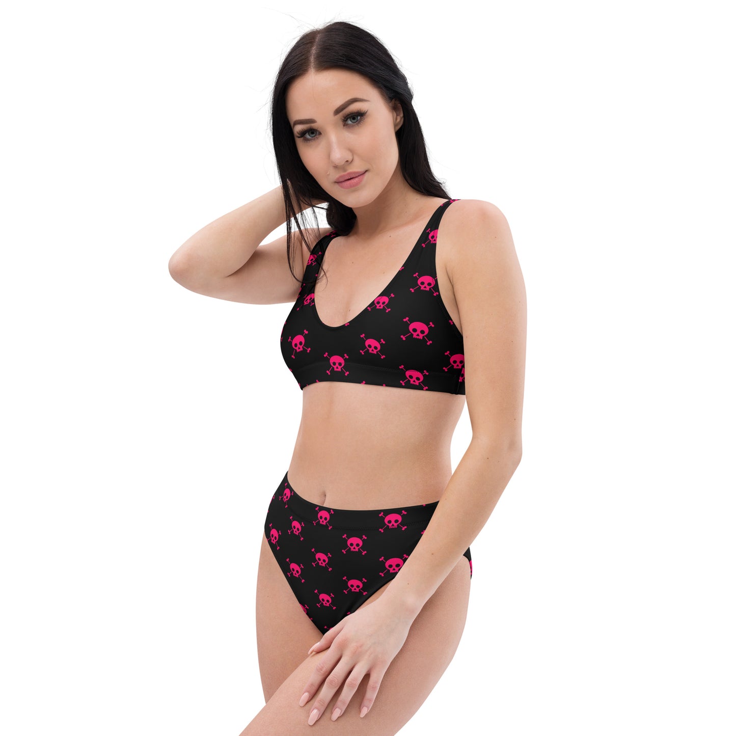 PINK SKULL & BONES RECYCLED HIGH-WAISTED BIKINI