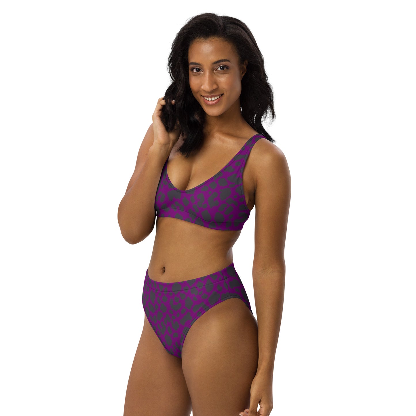 PURPLE LEOPARD RECYCLED HIGH-WAISTED BIKINI
