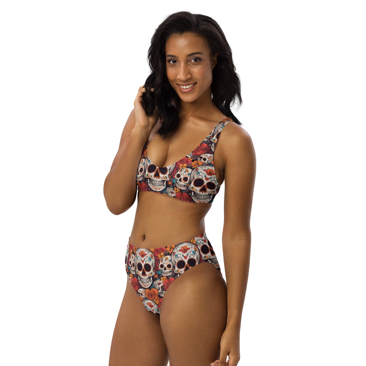 DIA DE LOS MUERTOS RECYCLED HIGH-WAISTED BIKINI