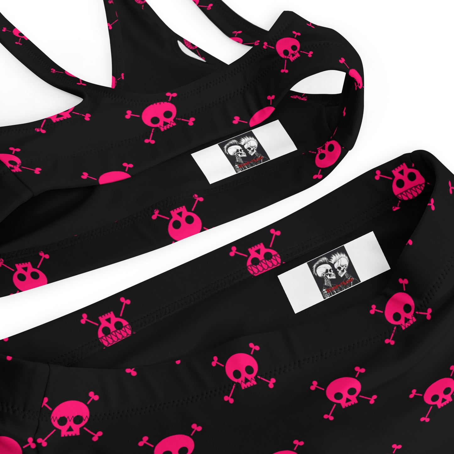 PINK SKULL & BONES RECYCLED HIGH-WAISTED BIKINI