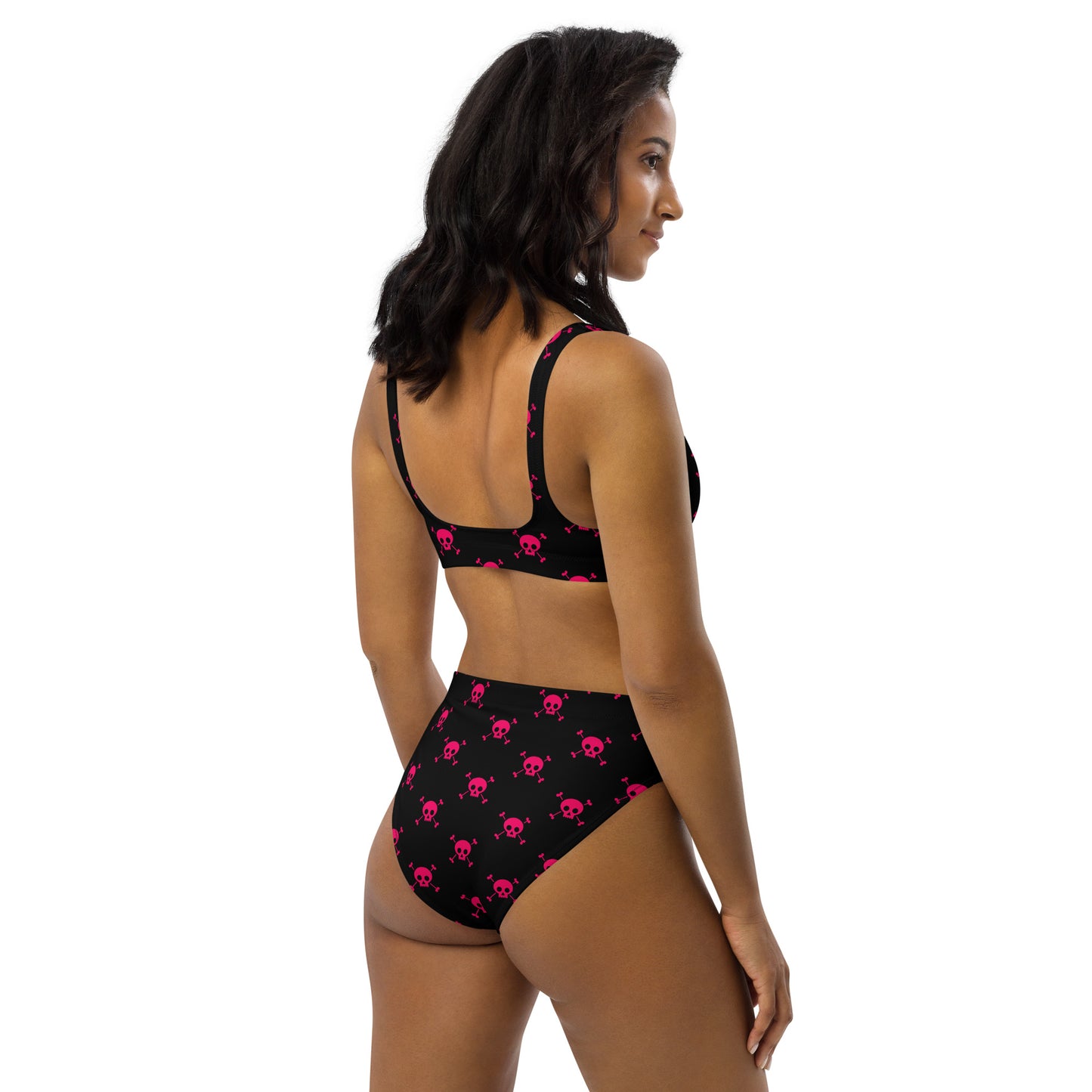 PINK SKULL & BONES RECYCLED HIGH-WAISTED BIKINI