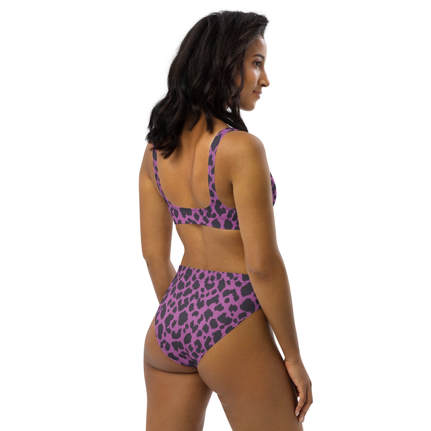 PINK LEOPARD RECYCLED HIGH-WAISTED BIKINI