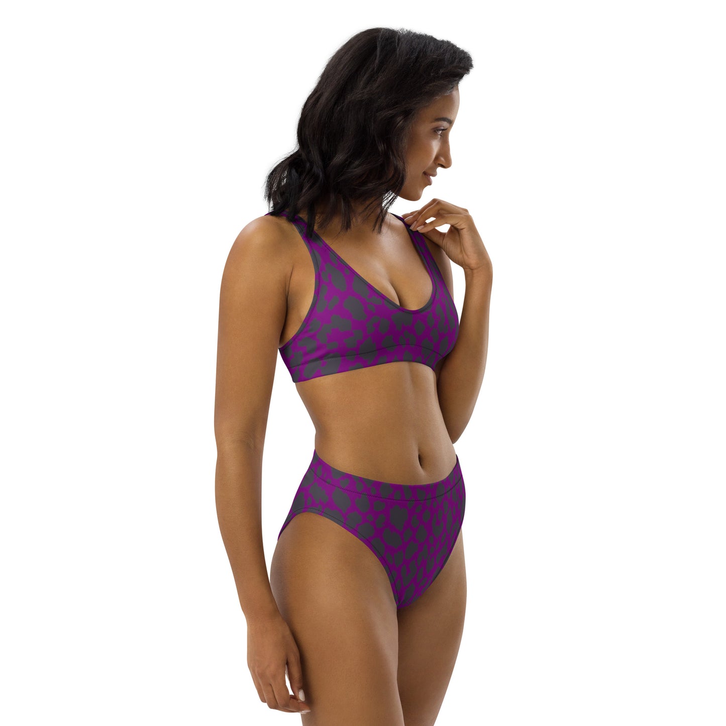PURPLE LEOPARD RECYCLED HIGH-WAISTED BIKINI