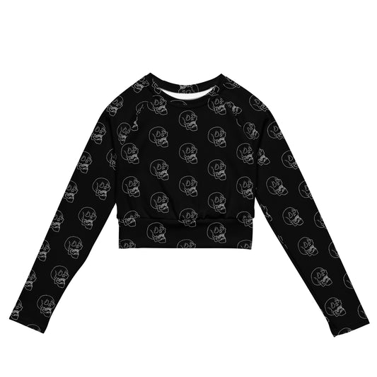 SAD SKULL RECYCLED LONG SLEEVE CROP TOP