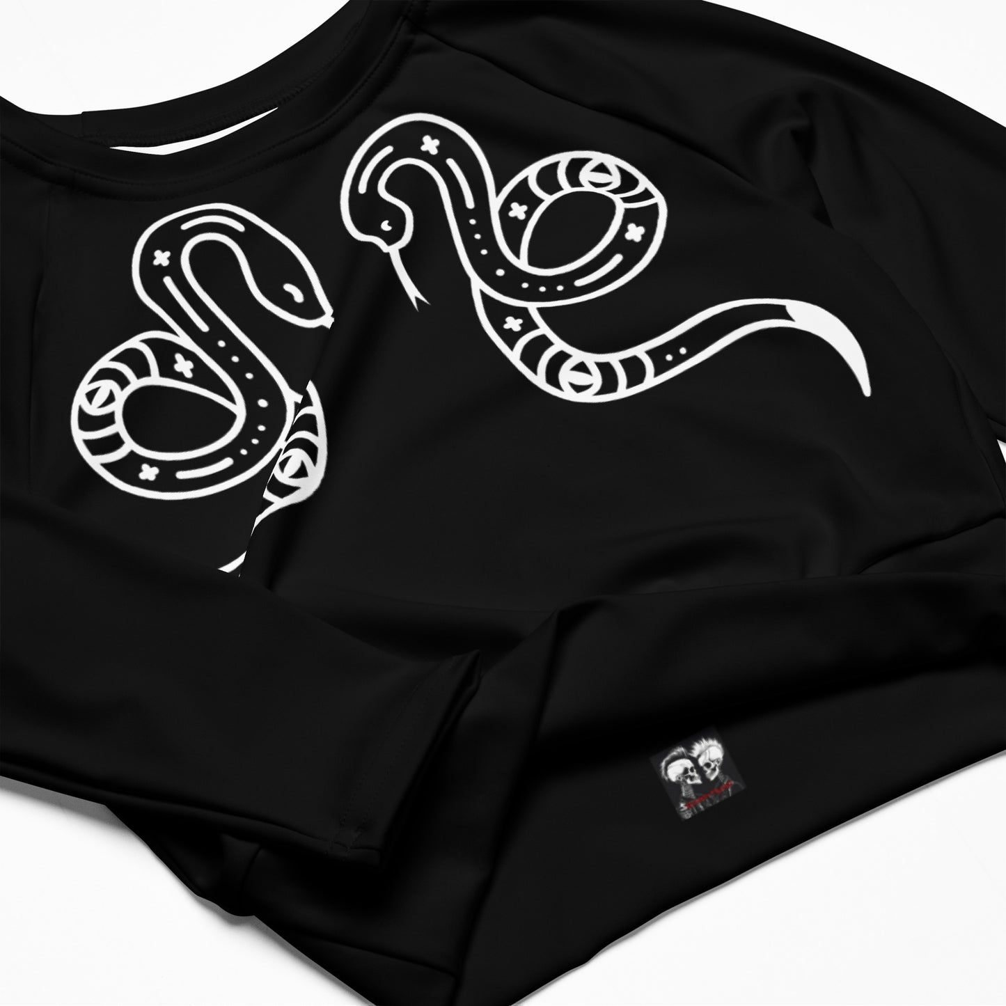 DUAL SNAKE RECYCLED LONG SLEEVE CROP TOP
