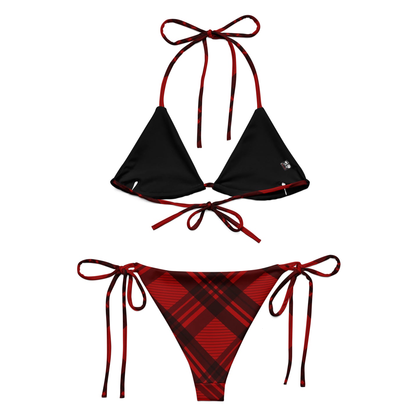 RED PLAID RECYCLED STRING BIKINI