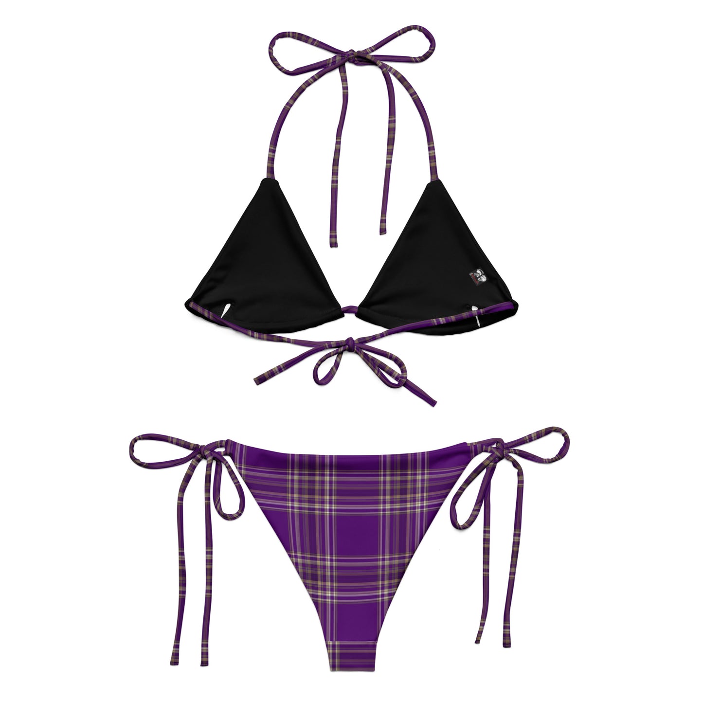 PURPLE PLAID RECYCLED STRING BIKINI