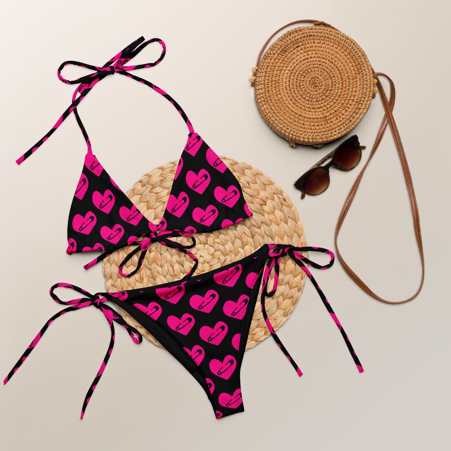 PINNED HEART RECYCLED STRING BIKINI