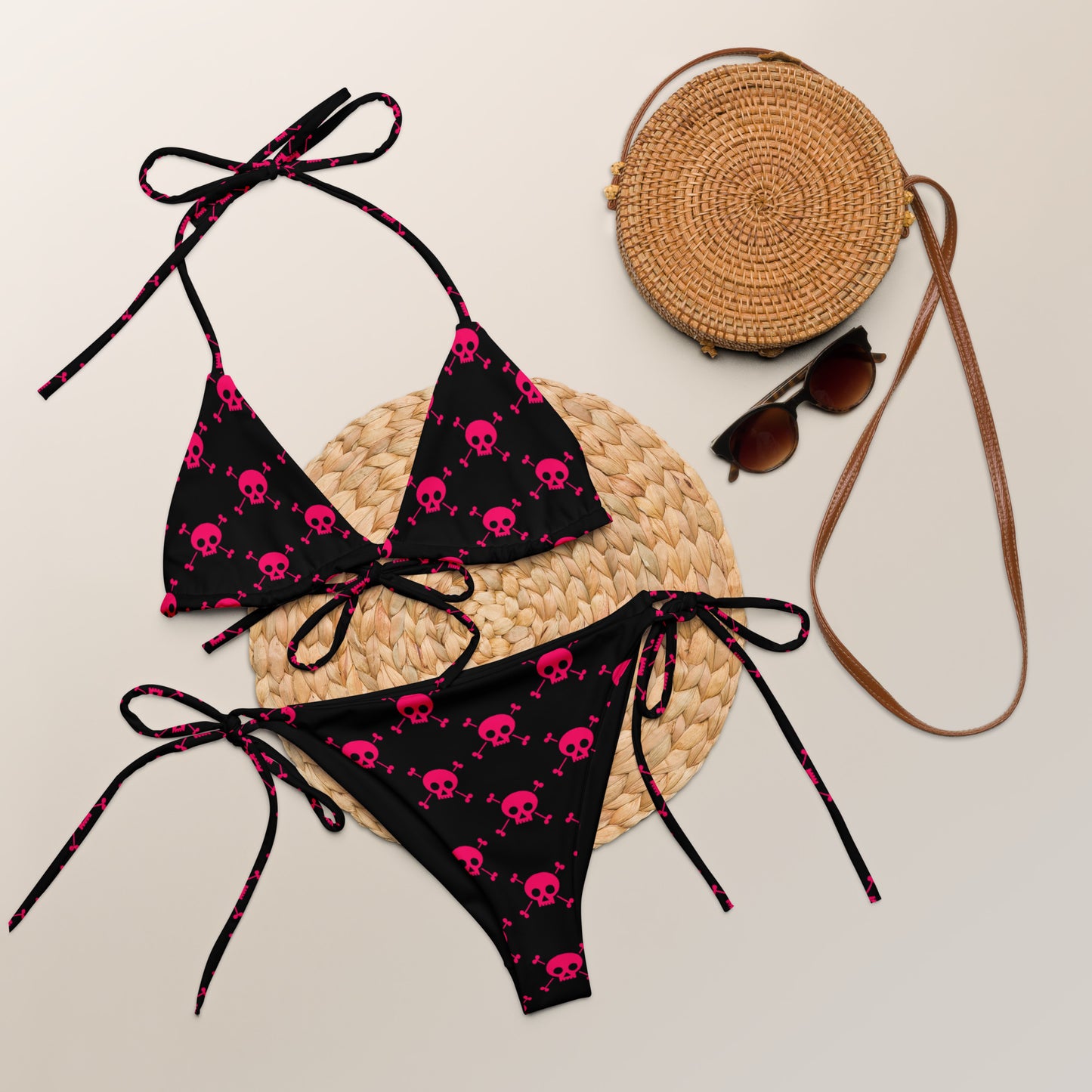 PINK SKULL & BONES RECYCLED STRING BIKINI