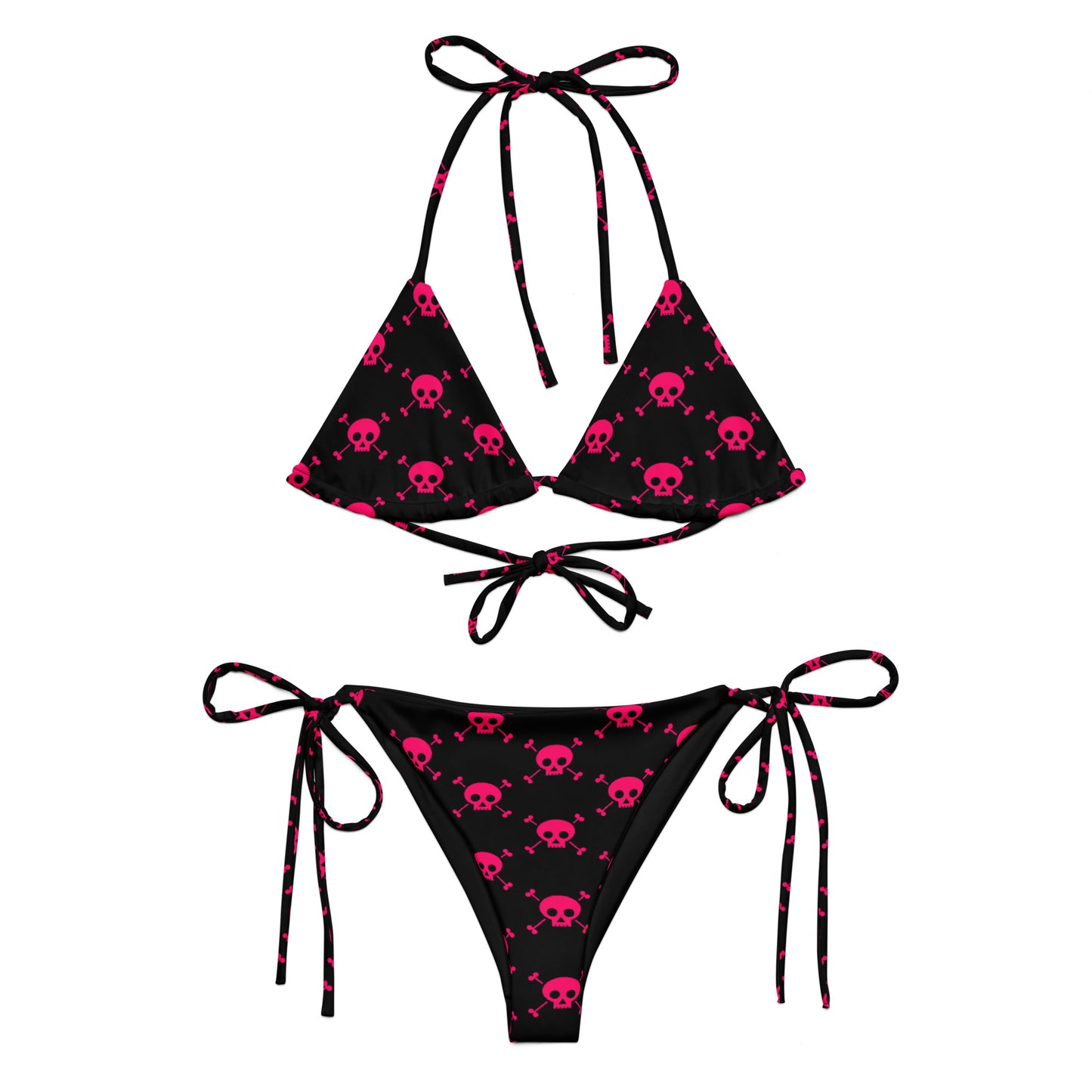 PINK SKULL & BONES RECYCLED STRING BIKINI