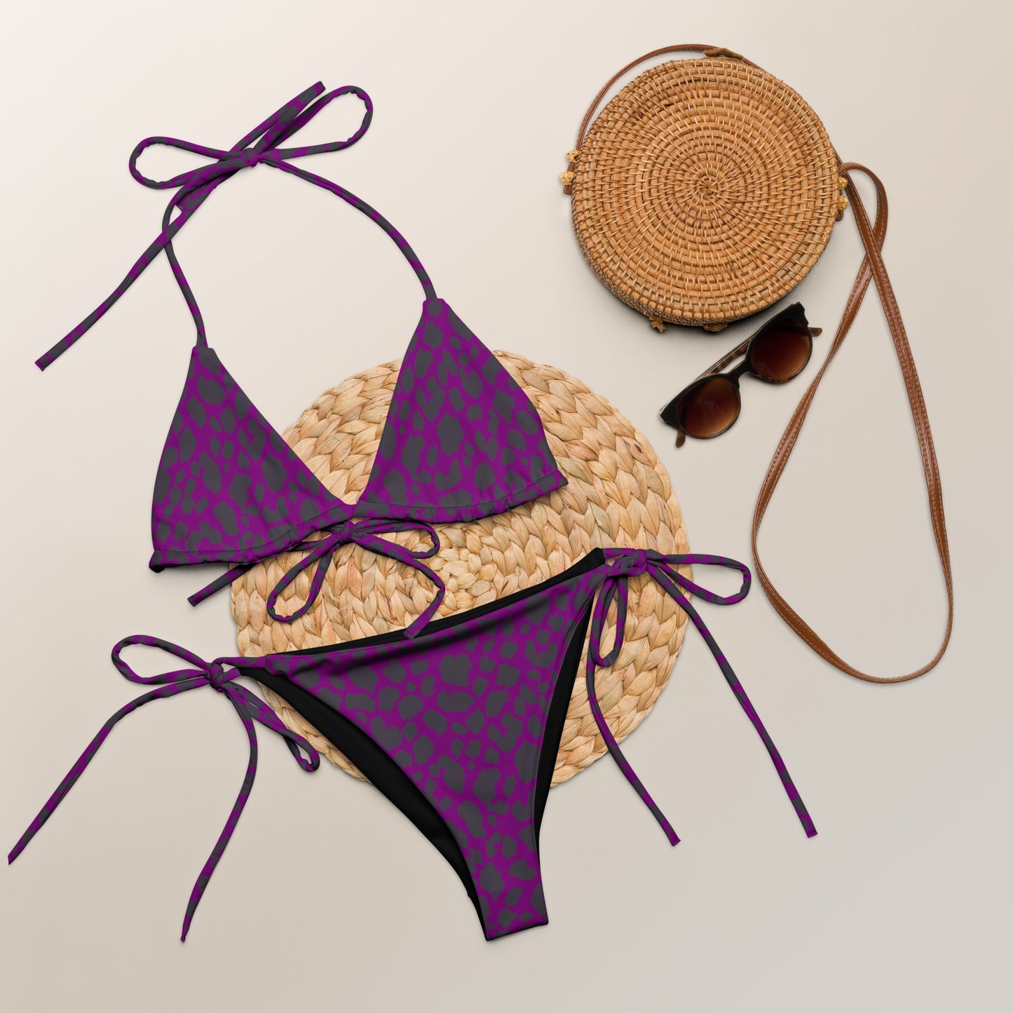 PURPLE LEOPARD RECYCLED STRING BIKINI