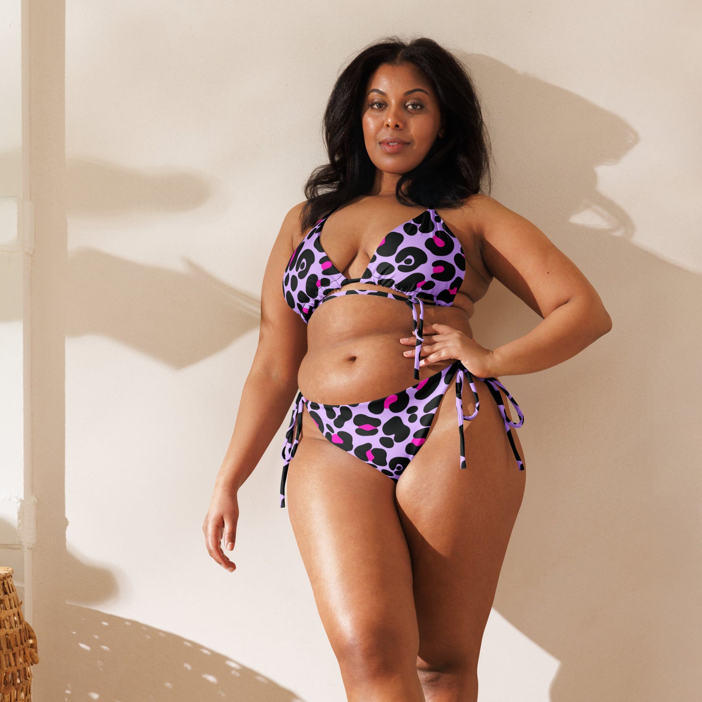 PURPLE & PINK LEOPARD RECYCLED STRING BIKINI