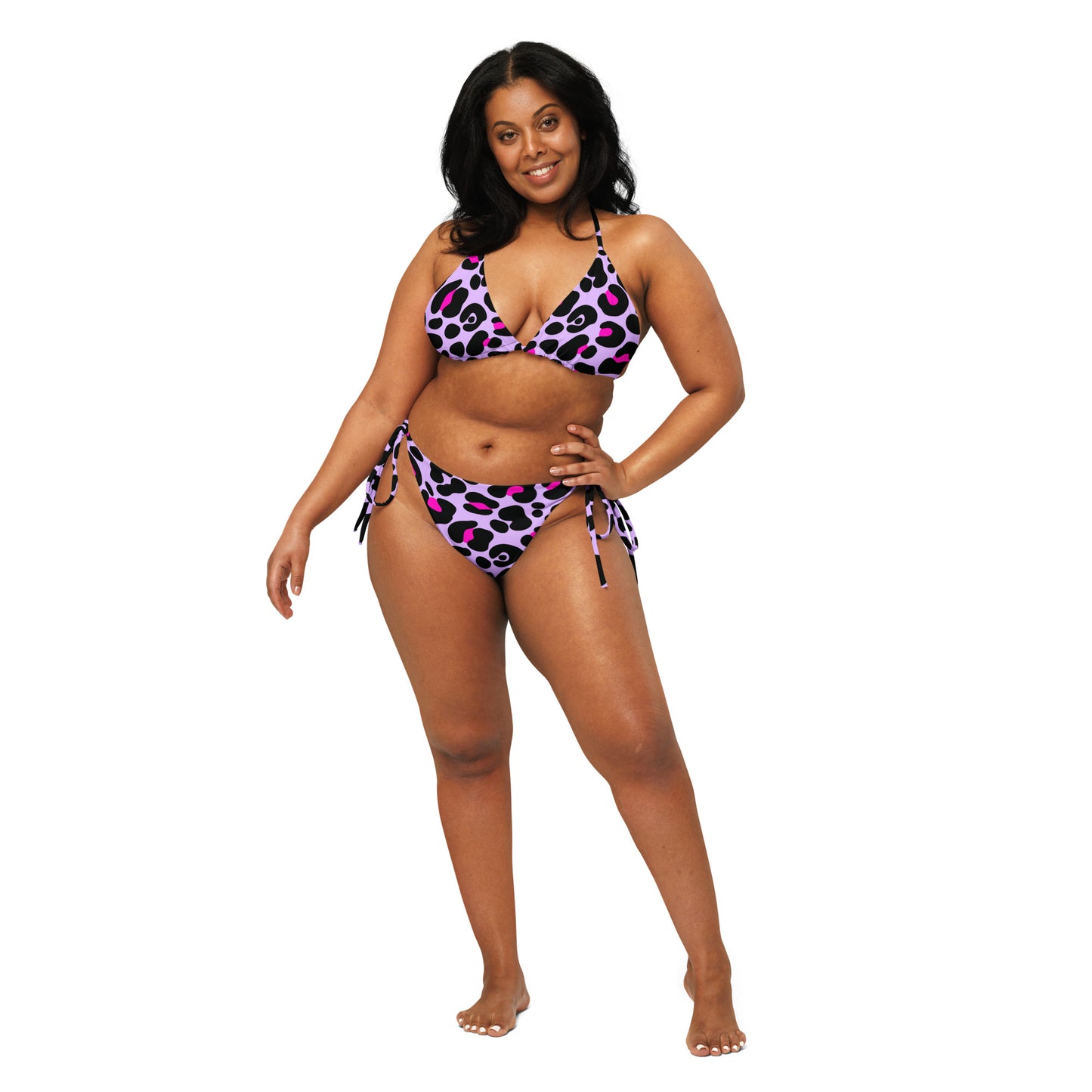 PURPLE & PINK LEOPARD RECYCLED STRING BIKINI