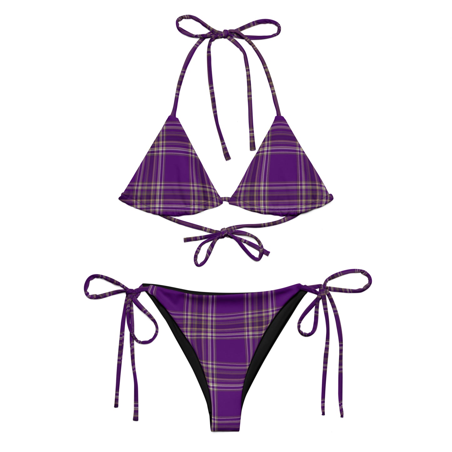 PURPLE PLAID RECYCLED STRING BIKINI