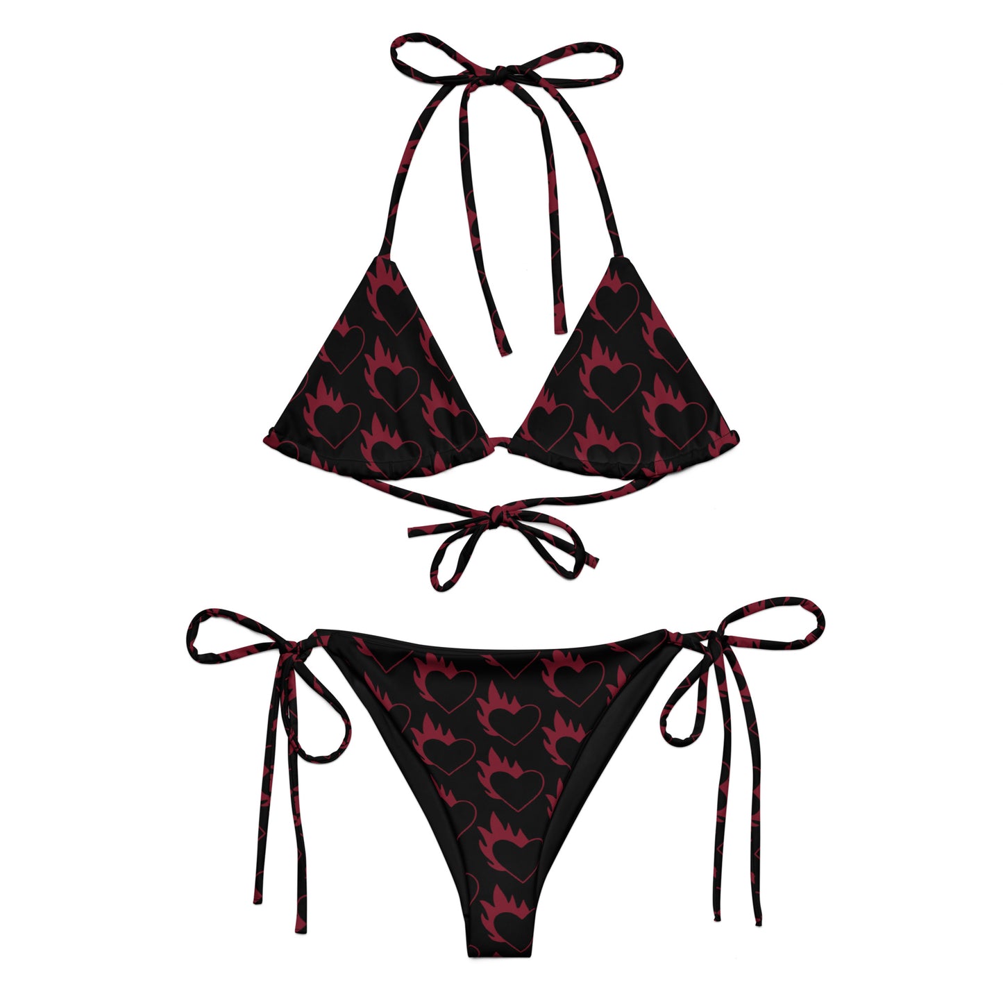 FLAMING HEART RECYCLED STRING BIKINI