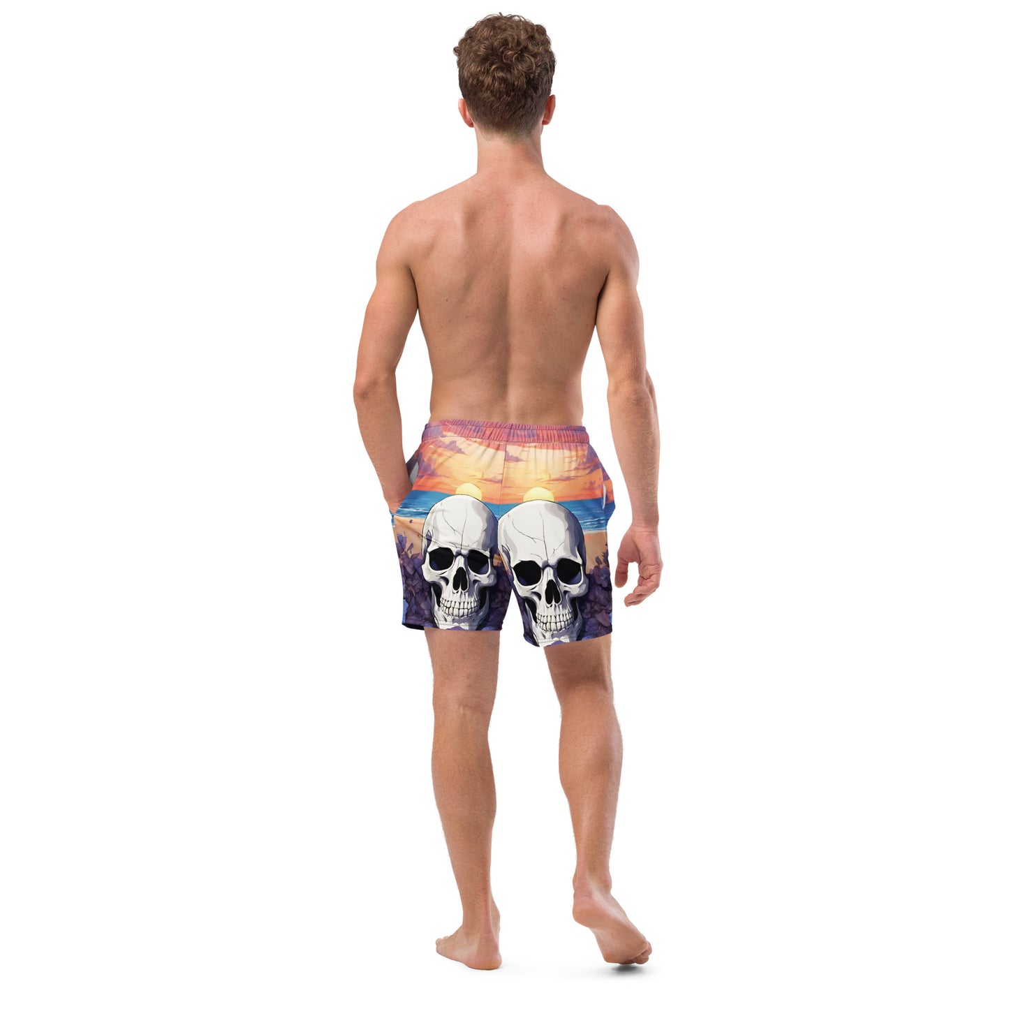 PURPLE SUNSET SKULL SWIM TRUNKS