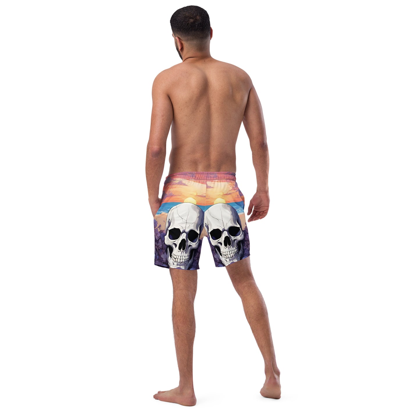PURPLE SUNSET SKULL SWIM TRUNKS
