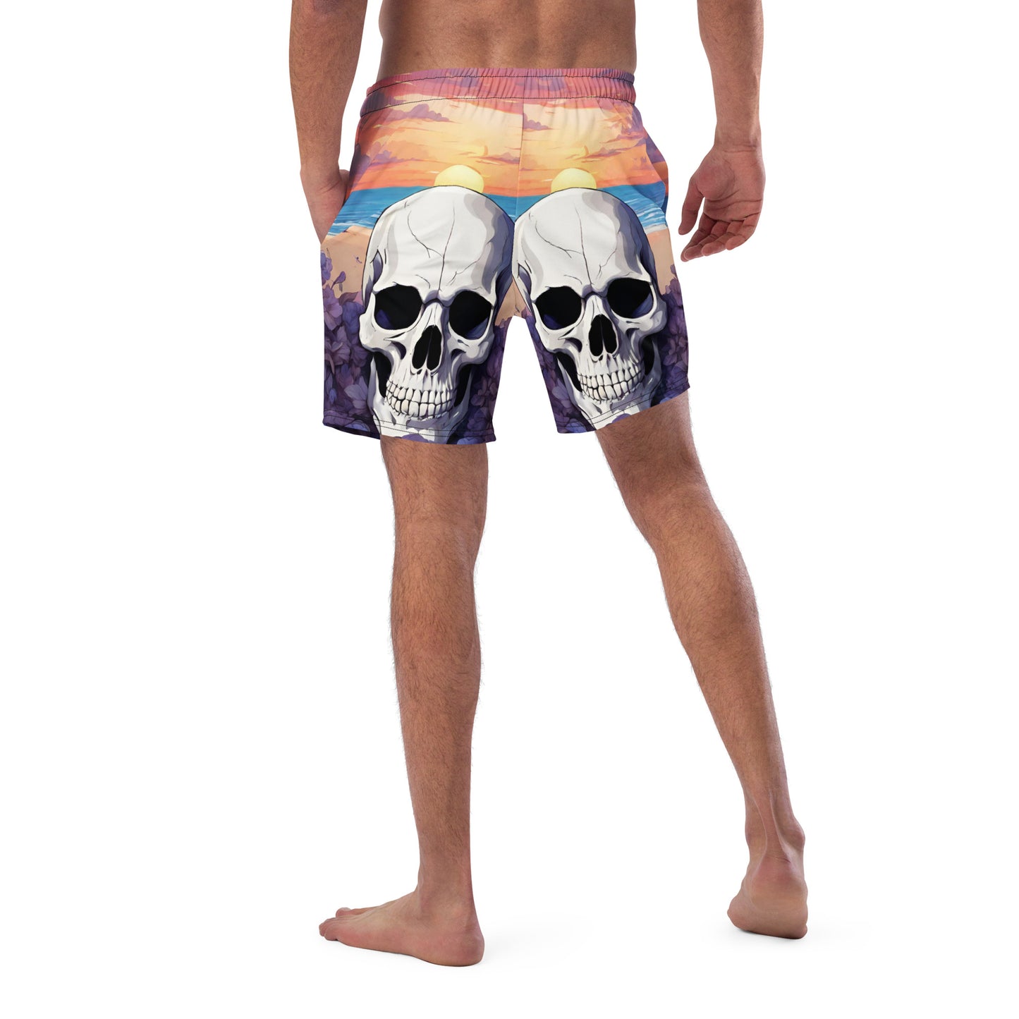PURPLE SUNSET SKULL SWIM TRUNKS