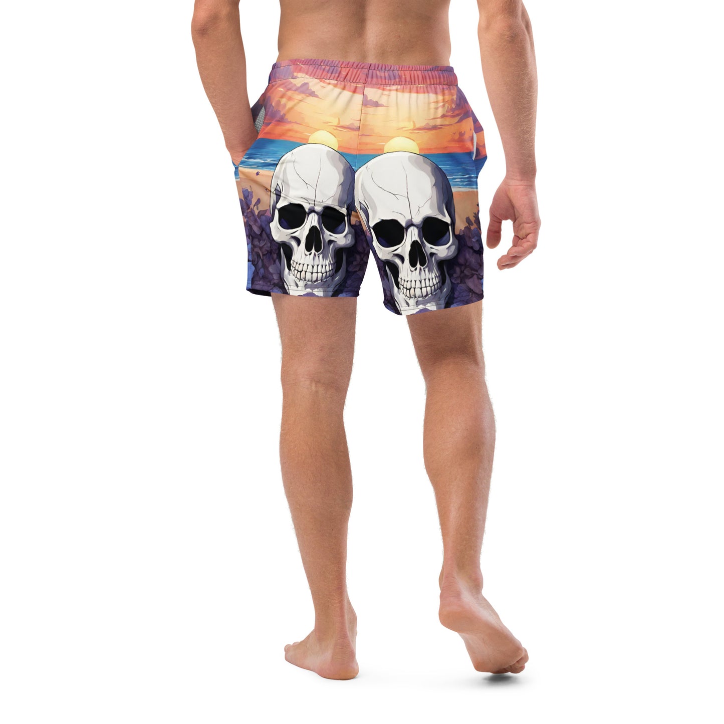 PURPLE SUNSET SKULL SWIM TRUNKS