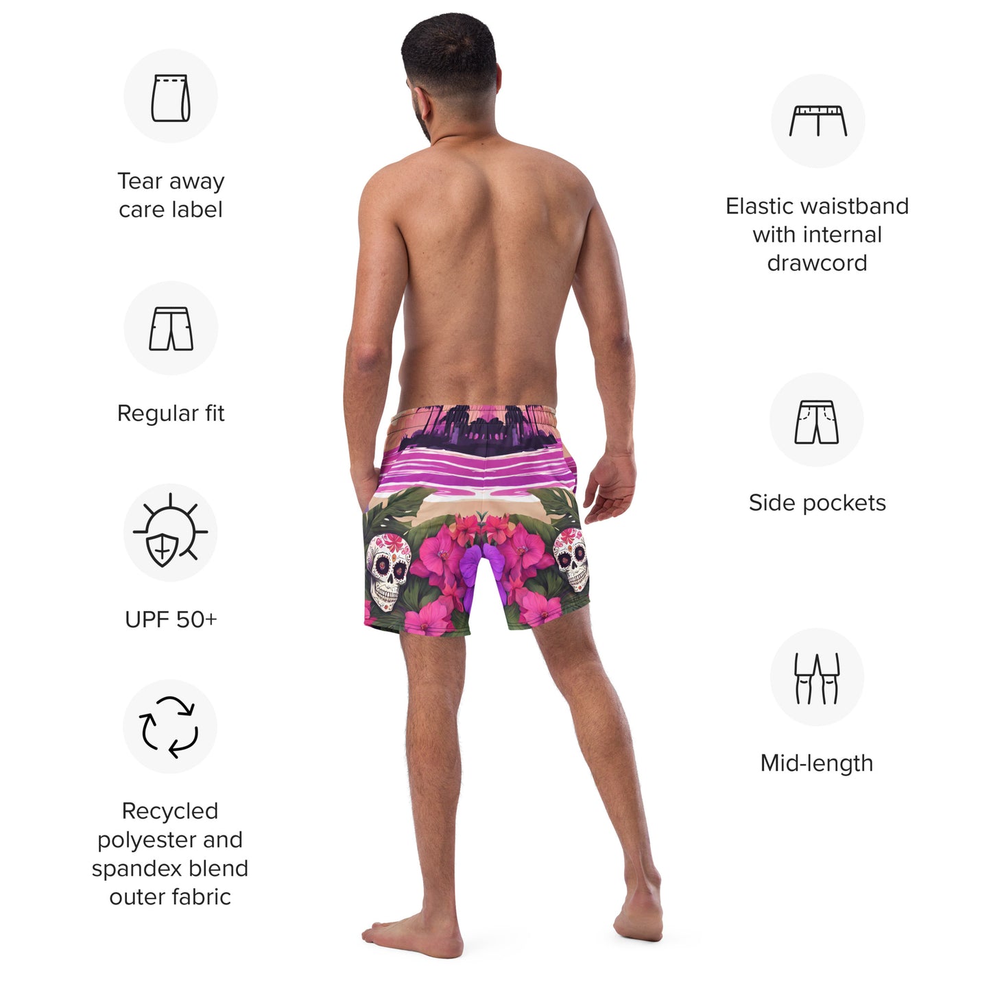 SUGAR SKULL RESORT SWIM TRUNKS
