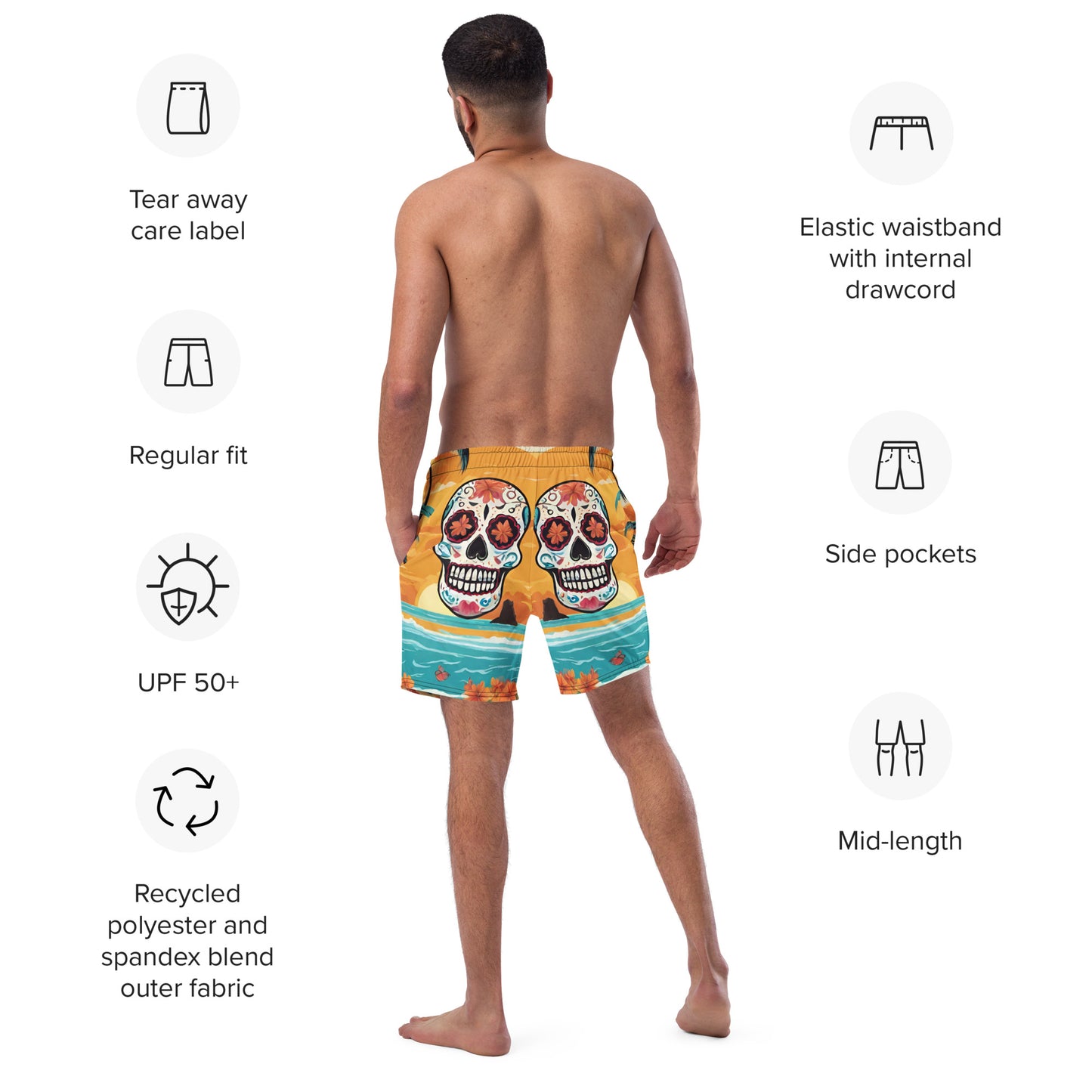 SUGAR SKULL SUNSET SWIM TRUNKS