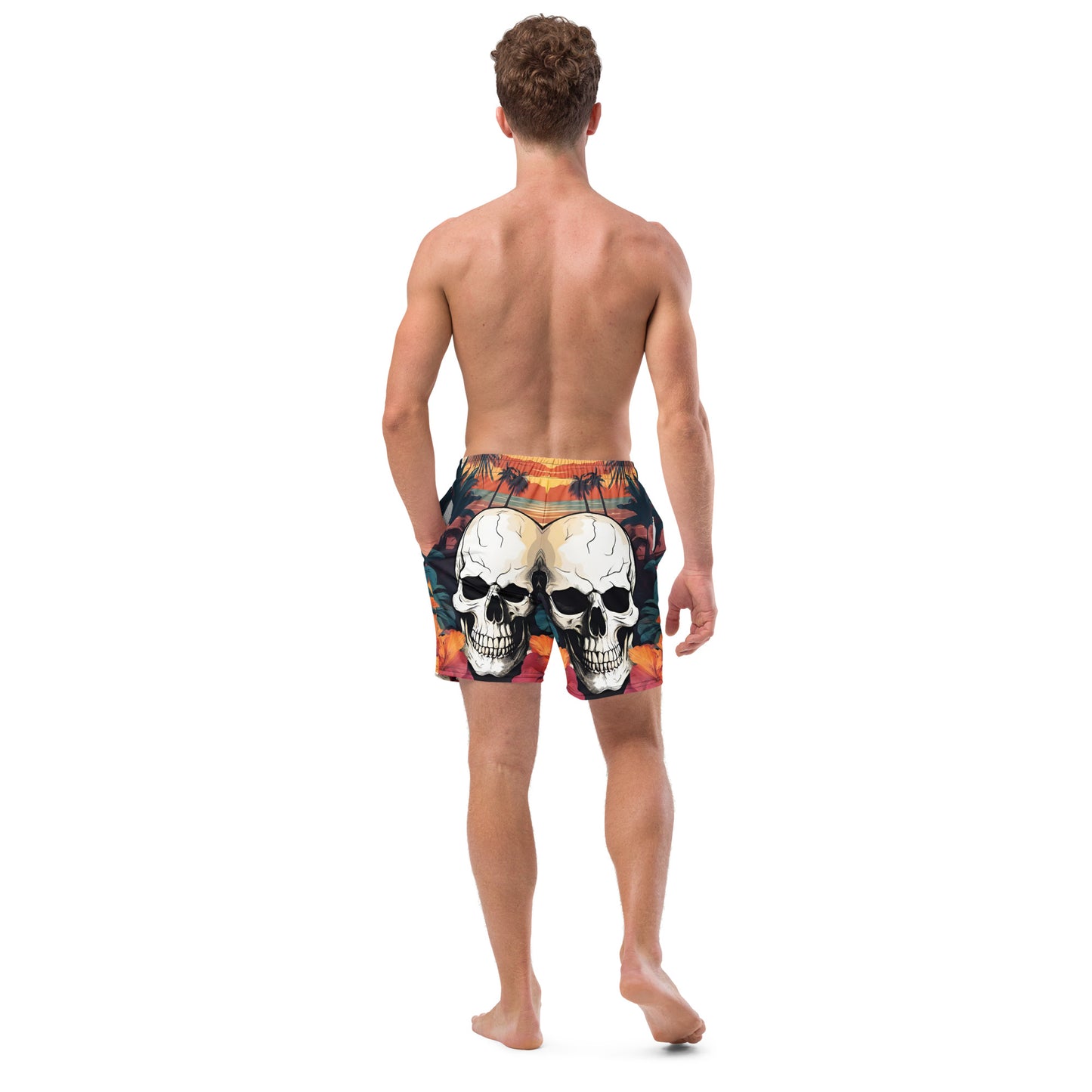 RETRO TROPICAL SKULL SWIM TRUNKS