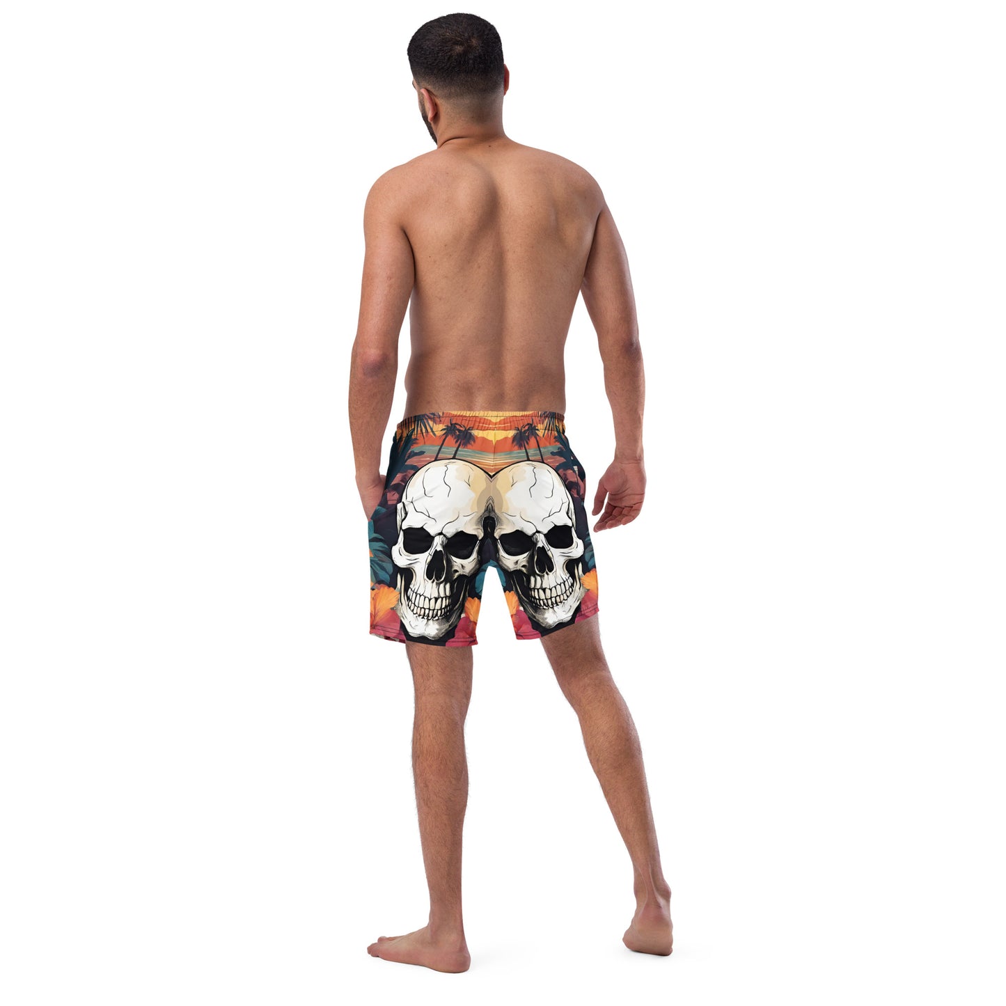 RETRO TROPICAL SKULL SWIM TRUNKS