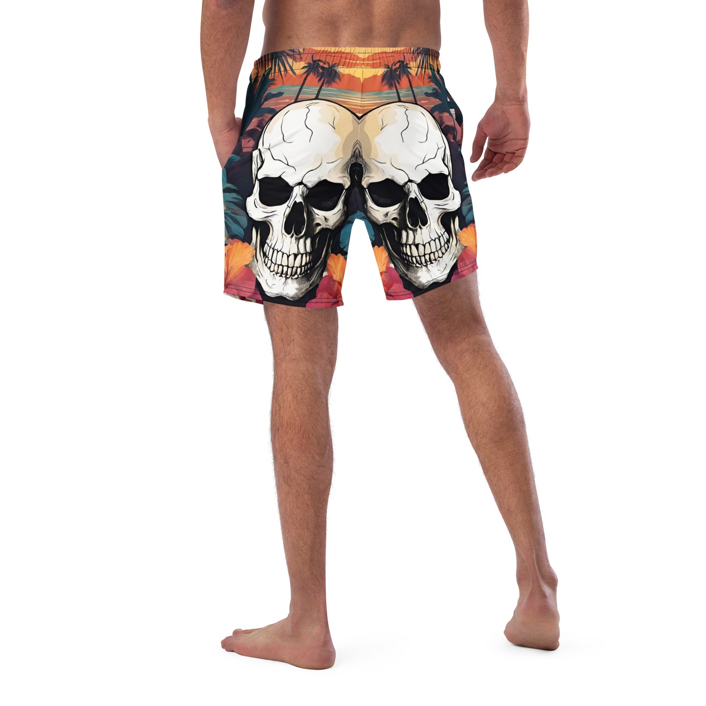 RETRO TROPICAL SKULL SWIM TRUNKS