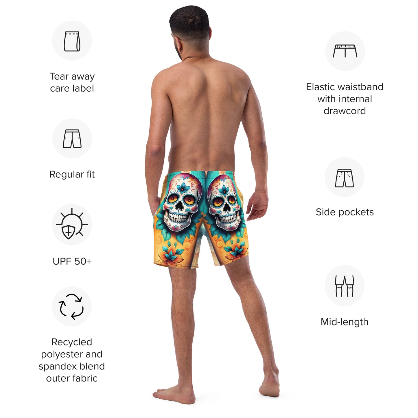 SKULL SURFBOARD SWIM TRUNKS