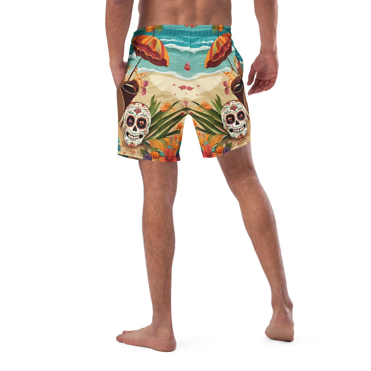 SUGAR SKULL ON THE SAND SWIM TRUNKS