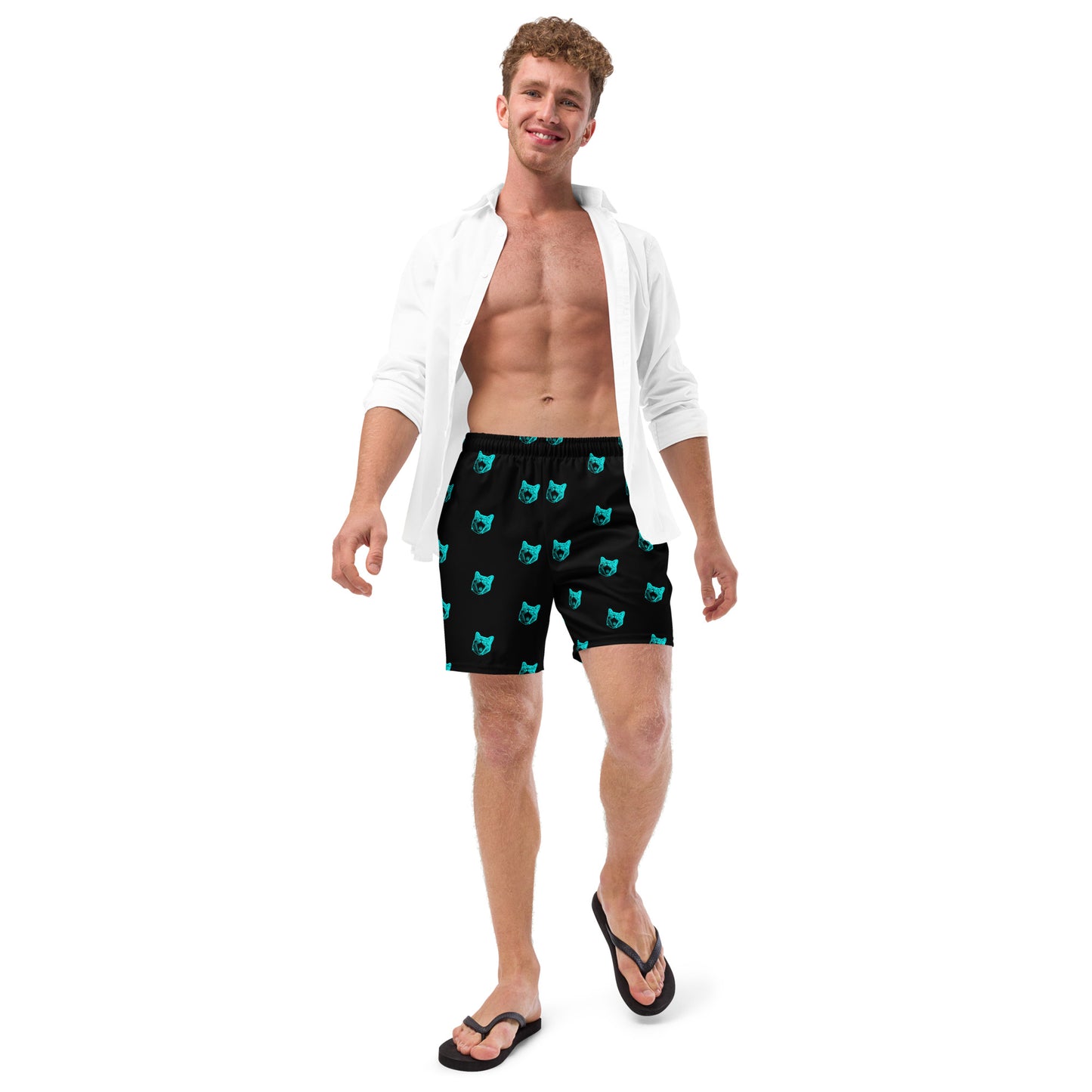 ELECTRIC BLUE CAT SWIM TRUNKS
