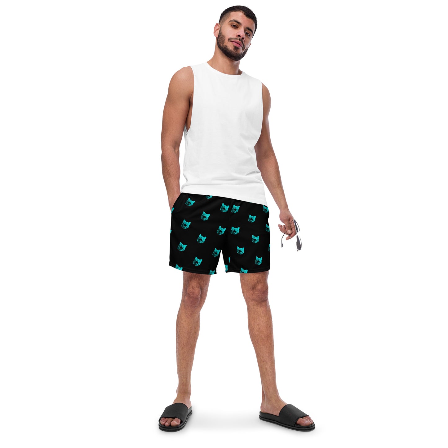 ELECTRIC BLUE CAT SWIM TRUNKS
