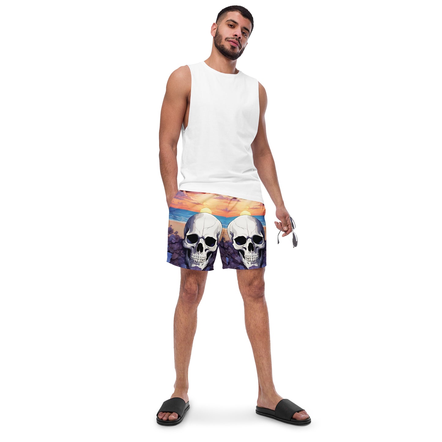 PURPLE SUNSET SKULL SWIM TRUNKS