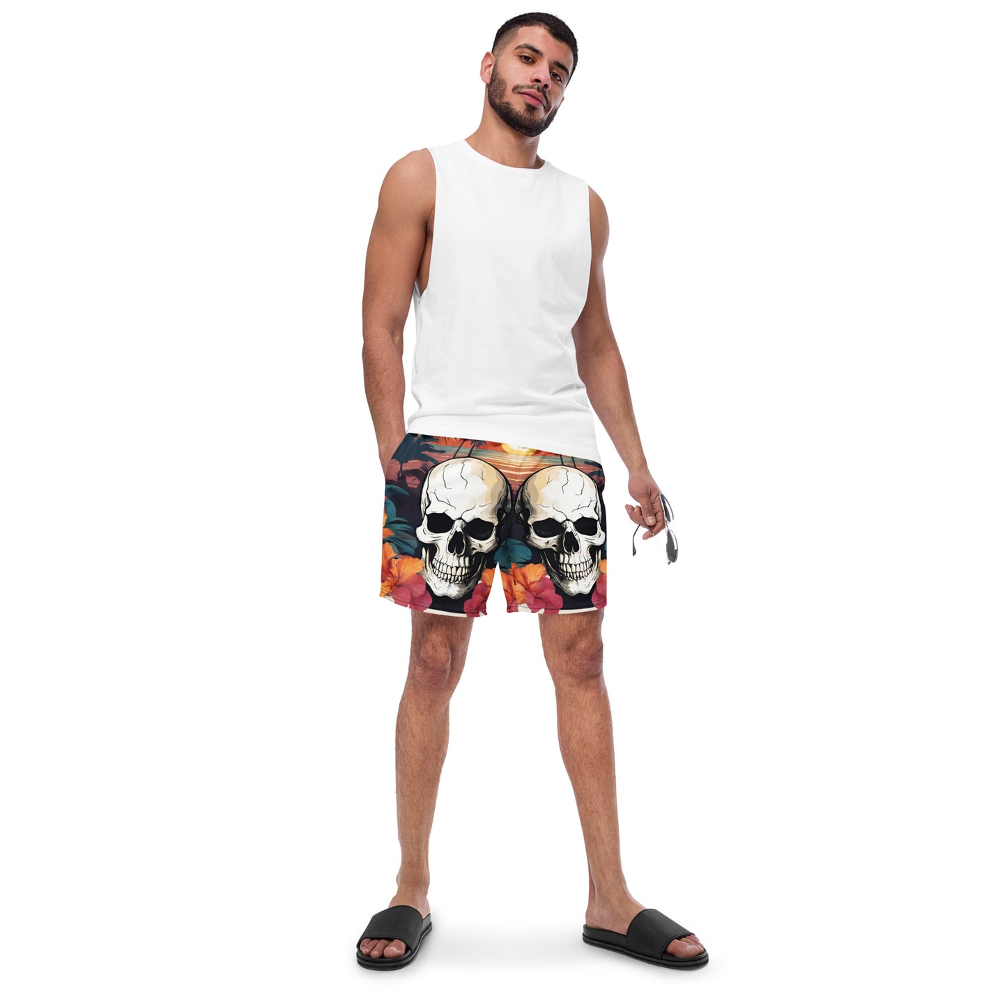 RETRO TROPICAL SKULL SWIM TRUNKS