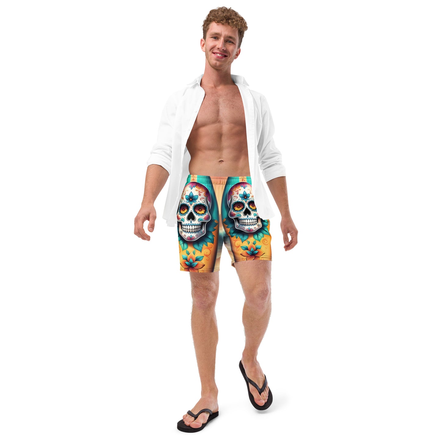 SKULL SURFBOARD SWIM TRUNKS